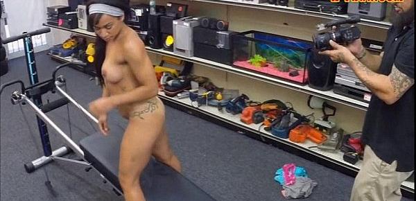  Gym trainer selling her stuff and fucked at the pawnshop